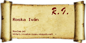 Roska Iván névjegykártya